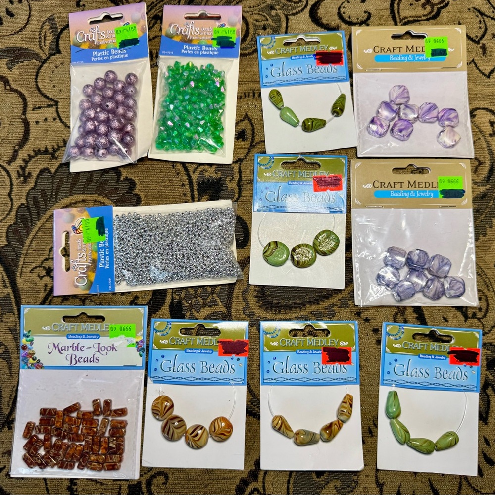 90’s Vintage Colorful Purple and Green Bead Sets